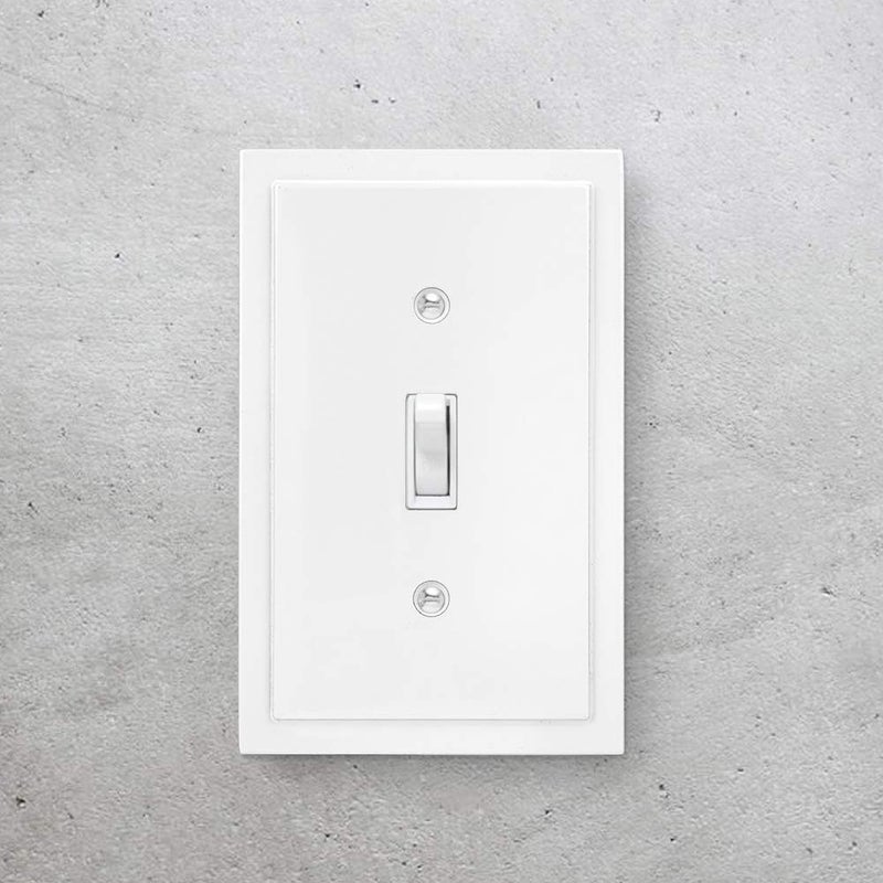 Henne Bery Modern Edge Decorative Wall Plate Switch Plate Outlet Cover, Durable Solid Zinc Alloy (Single Toggle 2PK, White) - Image 2
